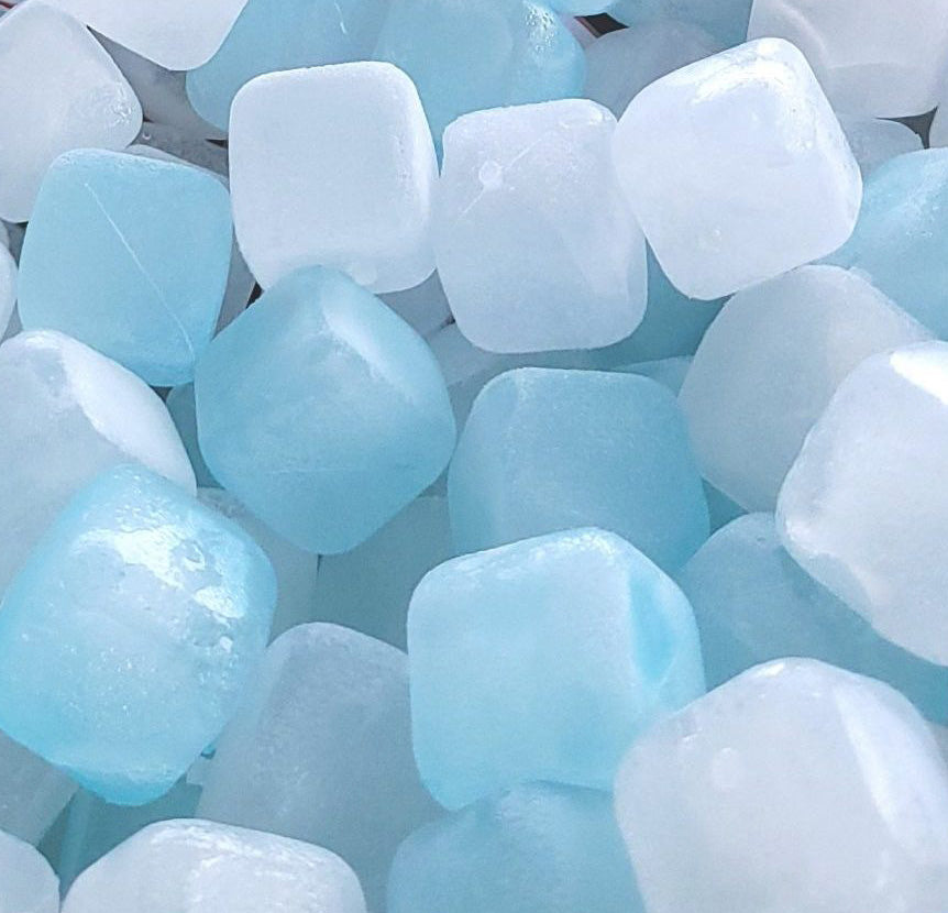 Close-up of Qubes reusable ice cubes